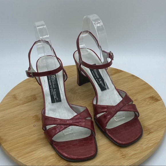 Etienne Aigner Shoes - Etienne Aigner || Red Leather - Upper Ankle Strap Heel; Size 8M